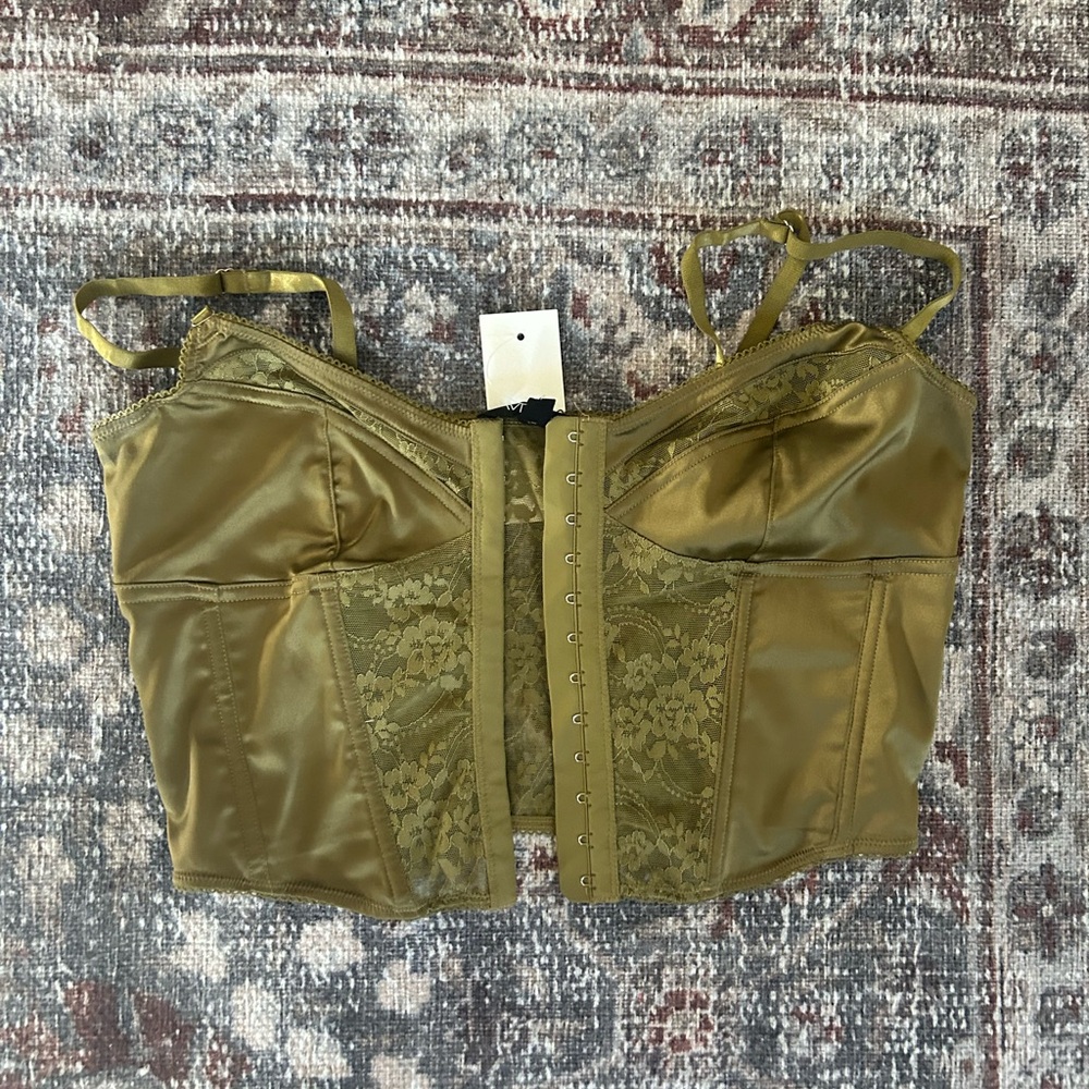 Olive Green Lace Corset Top